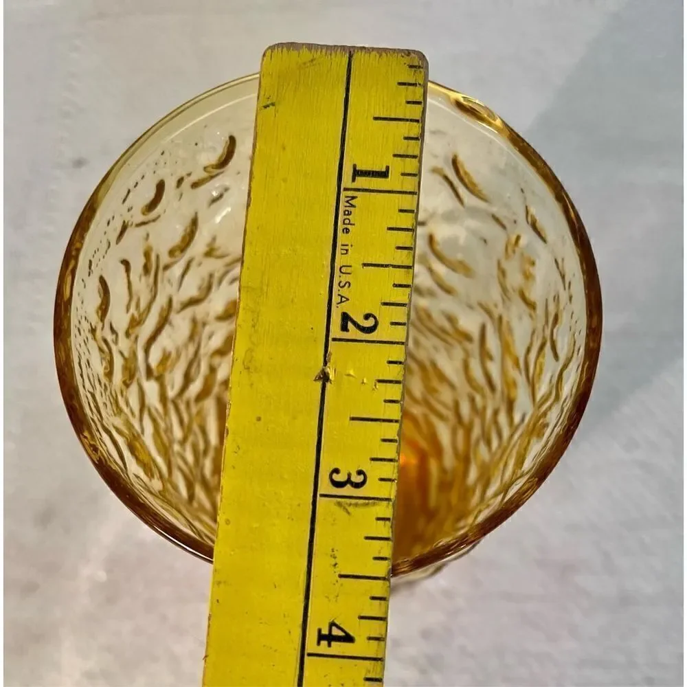 Anchor Hocking Vintage Lido Milan Amber Honey Crinkle Glasses 3 Juice, 1 Tumbler